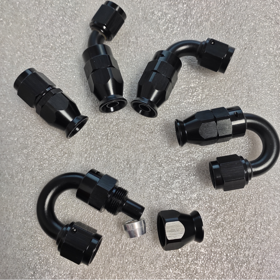 Haofa High Quality 4/6/8/10an -6 -8 -10 -12 an  0/45/90/180 Degree PTFE Swivel Elbow Hose End Fuel Adapter Fittings