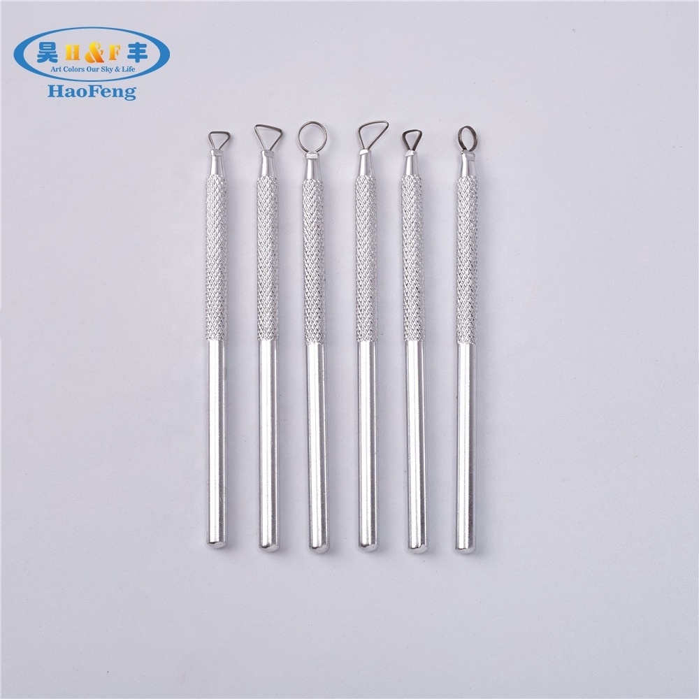 HAOFENG 6pcs Aluminum Sculpting Carve Modeling Wax Soap Carving Clay Pottery Sculpture Tool Pottery Clay Carving Knife Tools Kit