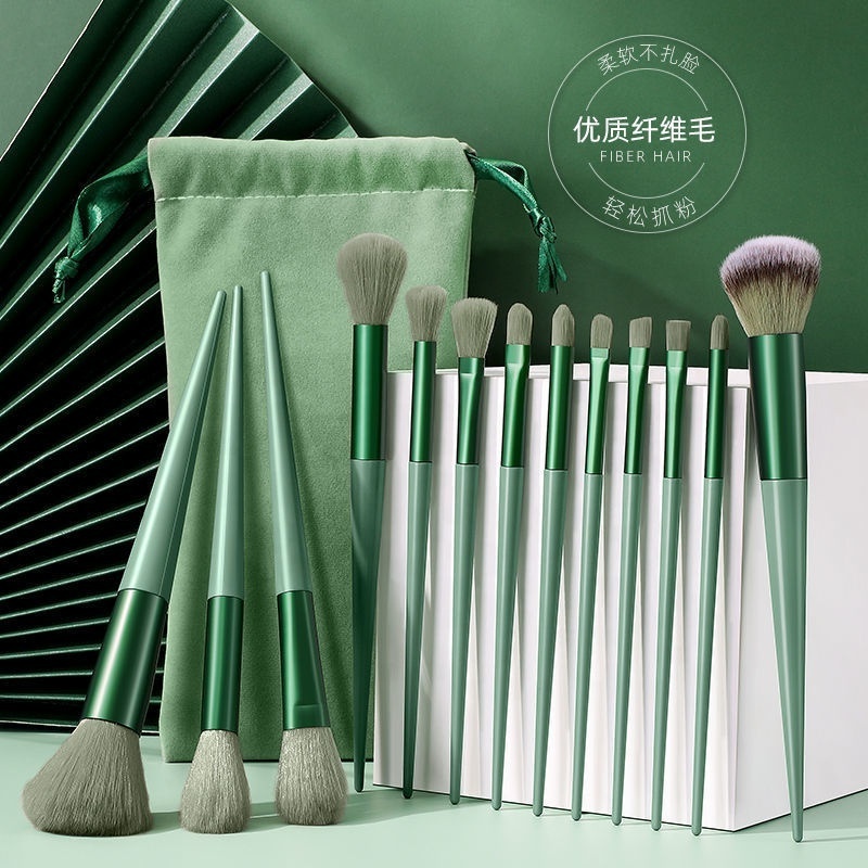 13PCS Makeup Brushes Set Premium Soft Synthetic Eyeshadow Facial Blush Shader Crease With Organizer Bag Beauty Tool