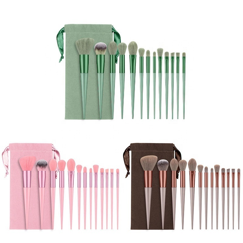 13PCS Makeup Brushes Set Premium Soft Synthetic Eyeshadow Facial Blush Shader Crease With Organizer Bag Beauty Tool