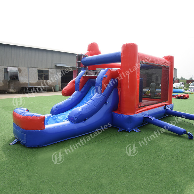 Customization commercial Spiderman slide combo kid inflatable spider man jumping castle bounce house with water slide for sale