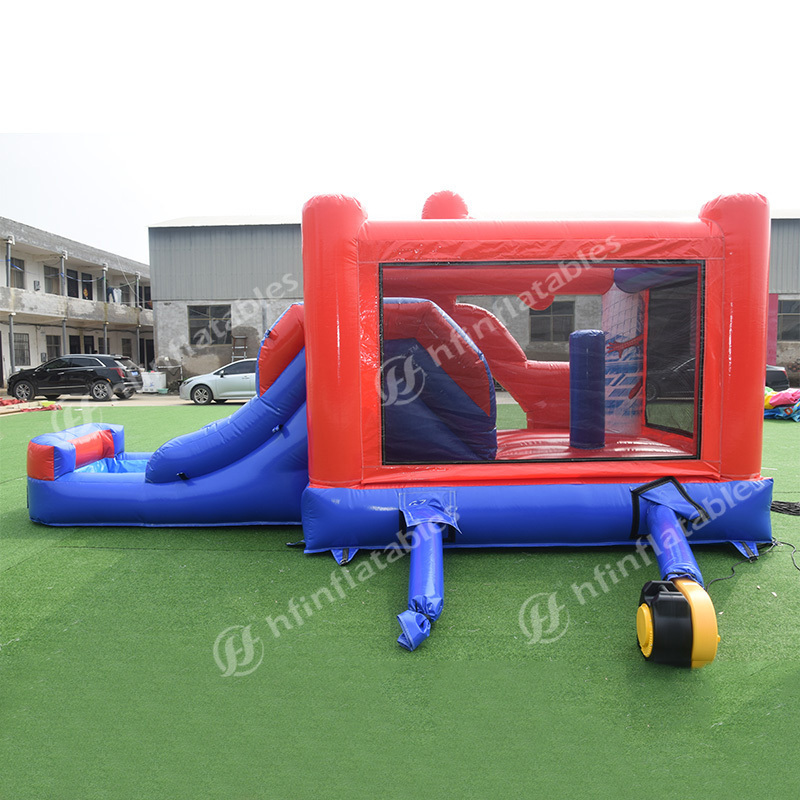 Customization commercial Spiderman slide combo kid inflatable spider man jumping castle bounce house with water slide for sale