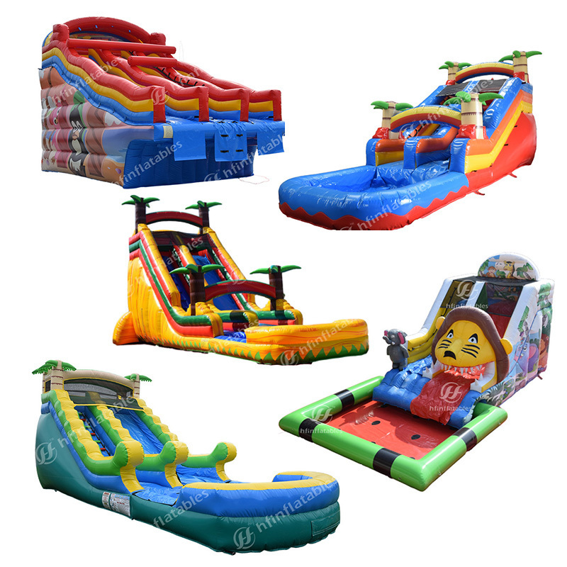 Escape Double Children's 24ft Water Duel Commercial Parc Inflatable Slides For Sale