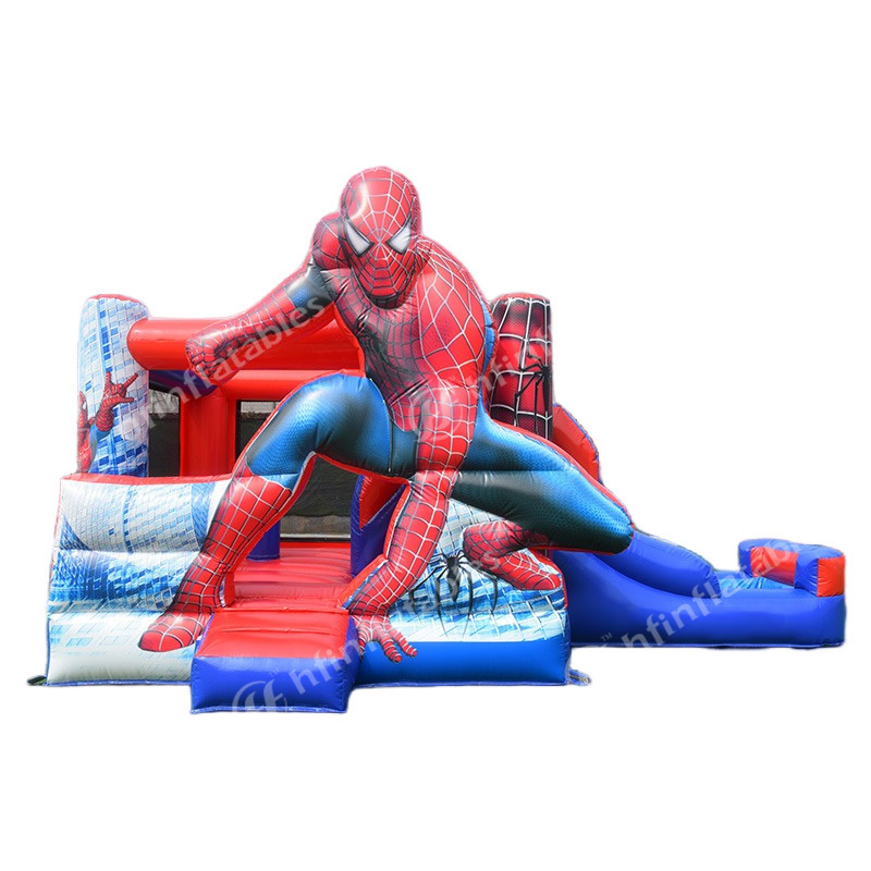 Customization commercial Spiderman slide combo kid inflatable spider man jumping castle bounce house with water slide for sale