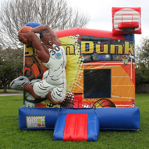 Inflatable Commercial Connect Four Games Castle Bounce House With Basketball