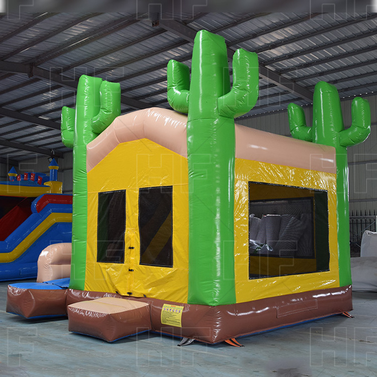 Hot Sale Jumper inflatable western cowboy green cactus bouncer combo inflatable jumping castle with slide