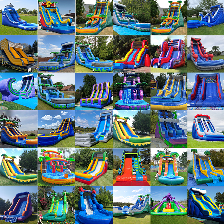 Floats N Slides Mega Bluemarble Lawn Water Ferries Wheel Commercial Bouncer And Lake Inflatable Slide For Adults