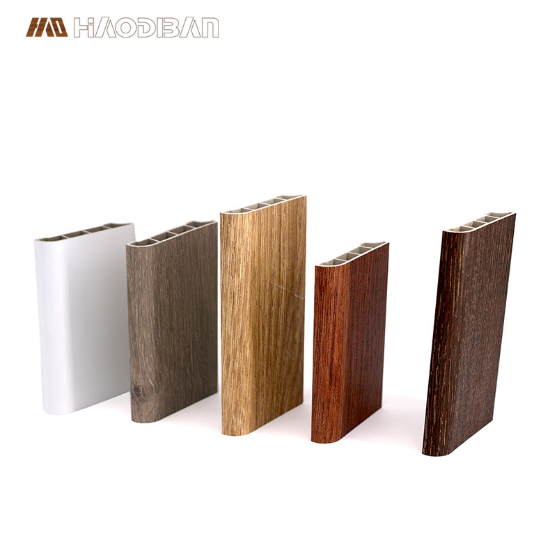 Modern 60mm 70mm 80mm Wood Grain Skirting Board Covers SPC Vinyl Skirting Line