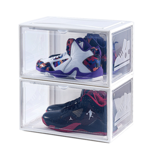 Magnetic plastic shoe boxes drop front shoe storage box acrylic custom  transparent shoe box stackable