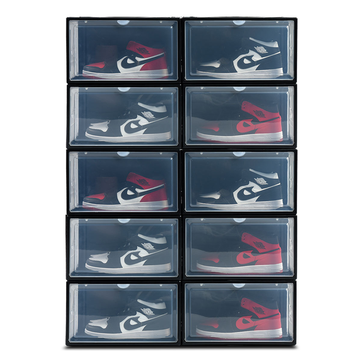 Magnetic plastic shoe boxes drop front shoe storage box acrylic custom  transparent shoe box stackable