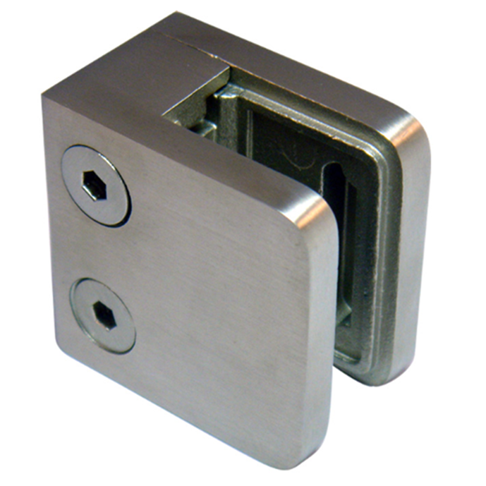 Brushed Nickel Glass Door Hinge Cabinet Display Embedded Side Mounted Glass clamp for handrail stairs fitting