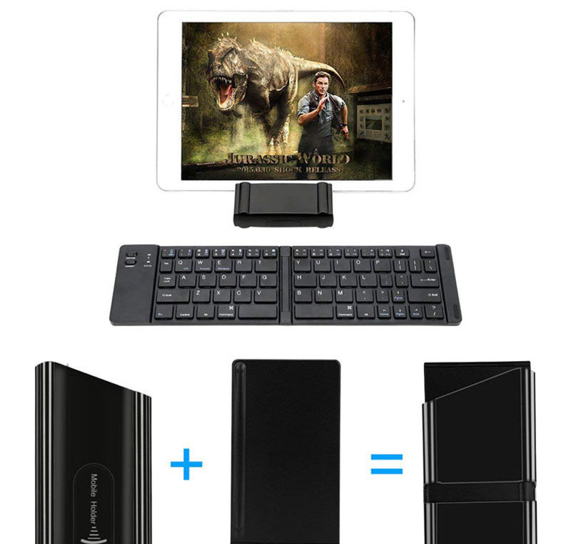 BT 5.0 Metal Ultra Thin Folding Portable Rechargeable 66 key Metal Wireless Folding Keyboard