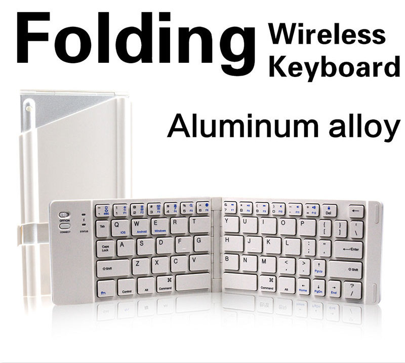 BT 5.0 Metal Ultra Thin Folding Portable Rechargeable 66 key Metal Wireless Folding Keyboard