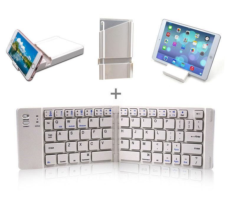 BT 5.0 Metal Ultra Thin Folding Portable Rechargeable 66 key Metal Wireless Folding Keyboard