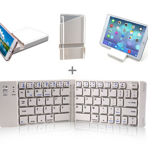 BT 5.0 Metal Ultra Thin Folding Portable Rechargeable 66 key Metal Wireless Folding Keyboard