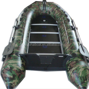 360cm 6 persons pvc inflatable pontoon fishing boat with plywood floor