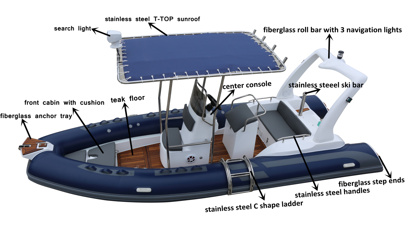 Haohai Hypalon Sport Cabin Cruiser Rigid Passenger Used Fiberglass Hull Floor Hovercraft Canoe Fibreglass Barche Boat For Sale