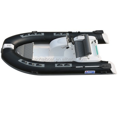 Haohai 13ft 3.9m hypalon fiber glass pontoon boat with motor cabin rib boat 390