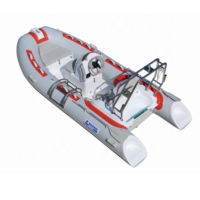 CE Fashion 3.9 Meter Rigid Hull Fiberglass Inflatable Boat with Outboard Electric Motor for Sale