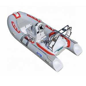 CE Fashion 3.9 Meter Rigid Hull Fiberglass Inflatable Boat with Outboard Electric Motor for Sale