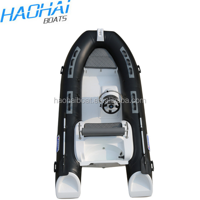 Haohai 13ft 3.9m hypalon fiber glass pontoon boat with motor cabin rib boat 390