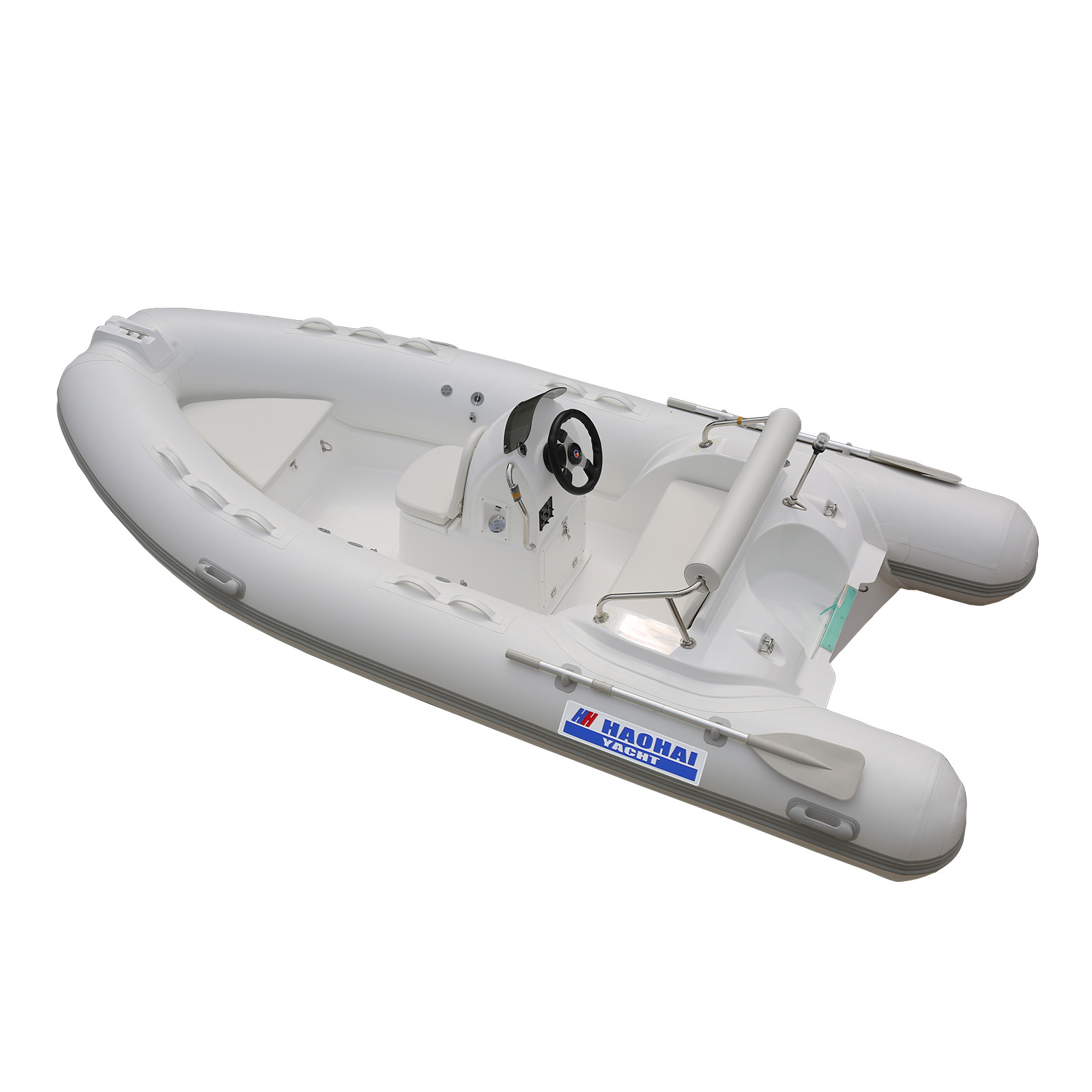 Qingdao Haohai Inflatable Passenger Boat PVC Fiberglass Hull Floor Hovercraft Canoe Rigide Custom Made Logo