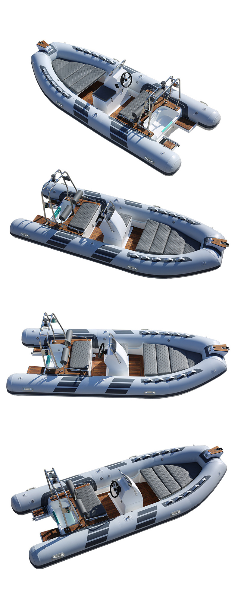 CE Certified Inflatable Sport Fishing Boat PVC Hypalon Fiberglass Catamaran with Outboard Engine Rigid Inflatable Boat (RIB)