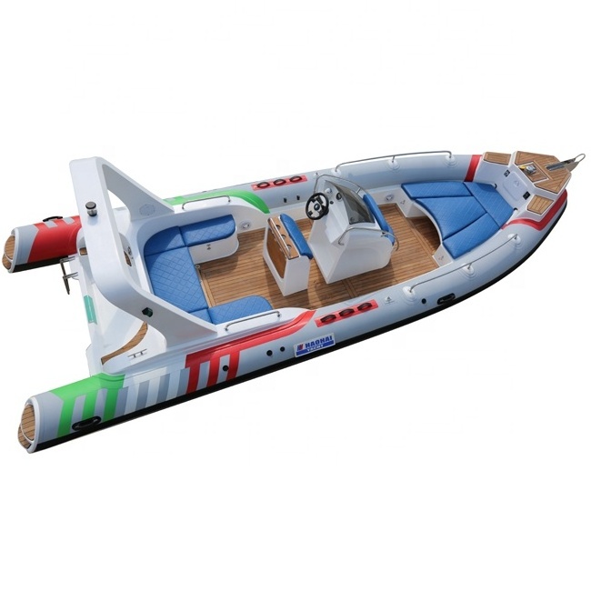 24.5ft 7m CE Inflatable Boat with Motor Sport China RIB Boat Hypalon Fiberglass Hull Rowing Boat