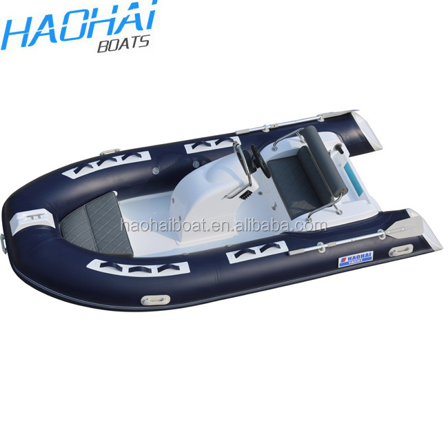 Haohai 13ft 3.9m hypalon fiber glass pontoon boat with motor cabin rib boat 390