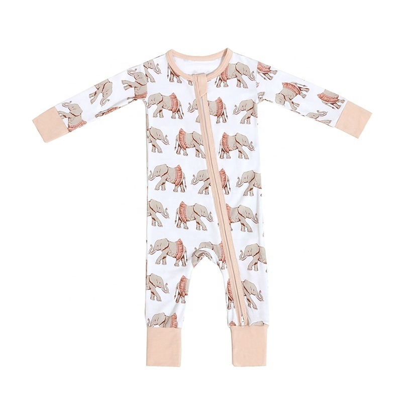 Baby Zipper Printing Plus Size Neutral Jumpsuits Infant Bamboo Full Cute Kids Long Sleeve Romper