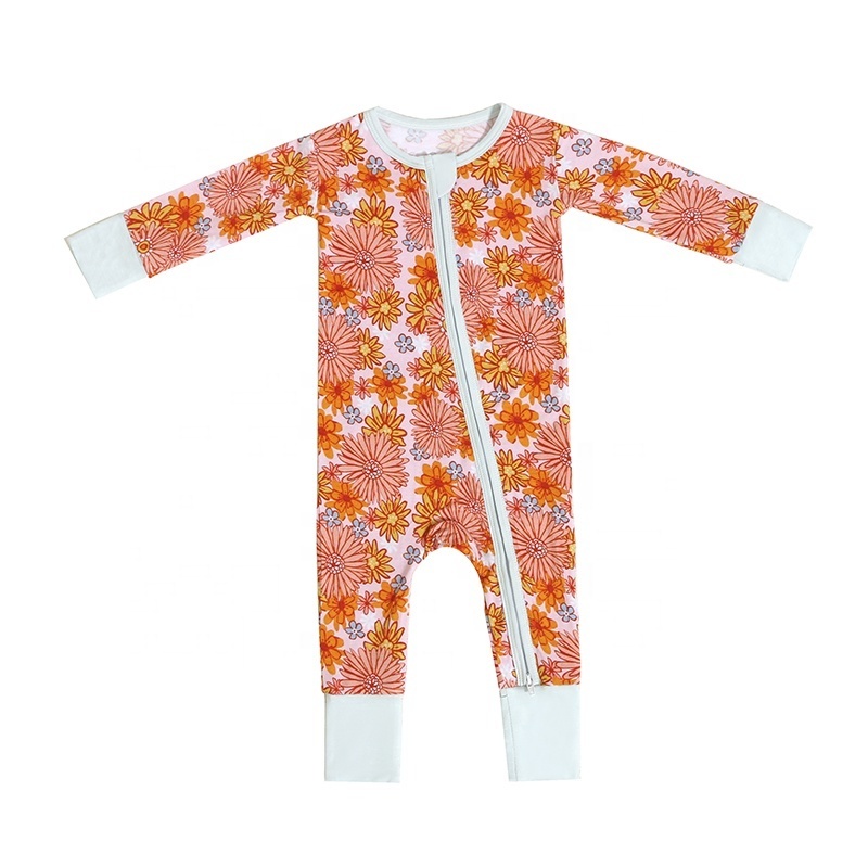 Baby Zipper Printing Plus Size Neutral Jumpsuits Infant Bamboo Full Cute Kids Long Sleeve Romper