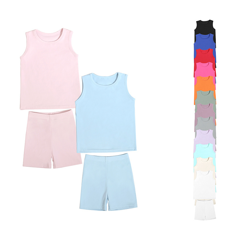 Wholesale Sleeveless Custom Embroidered Baby Workout Clothes Nylon High Waist Yoga Pants Leggings For Kid Kids Athletic Wear