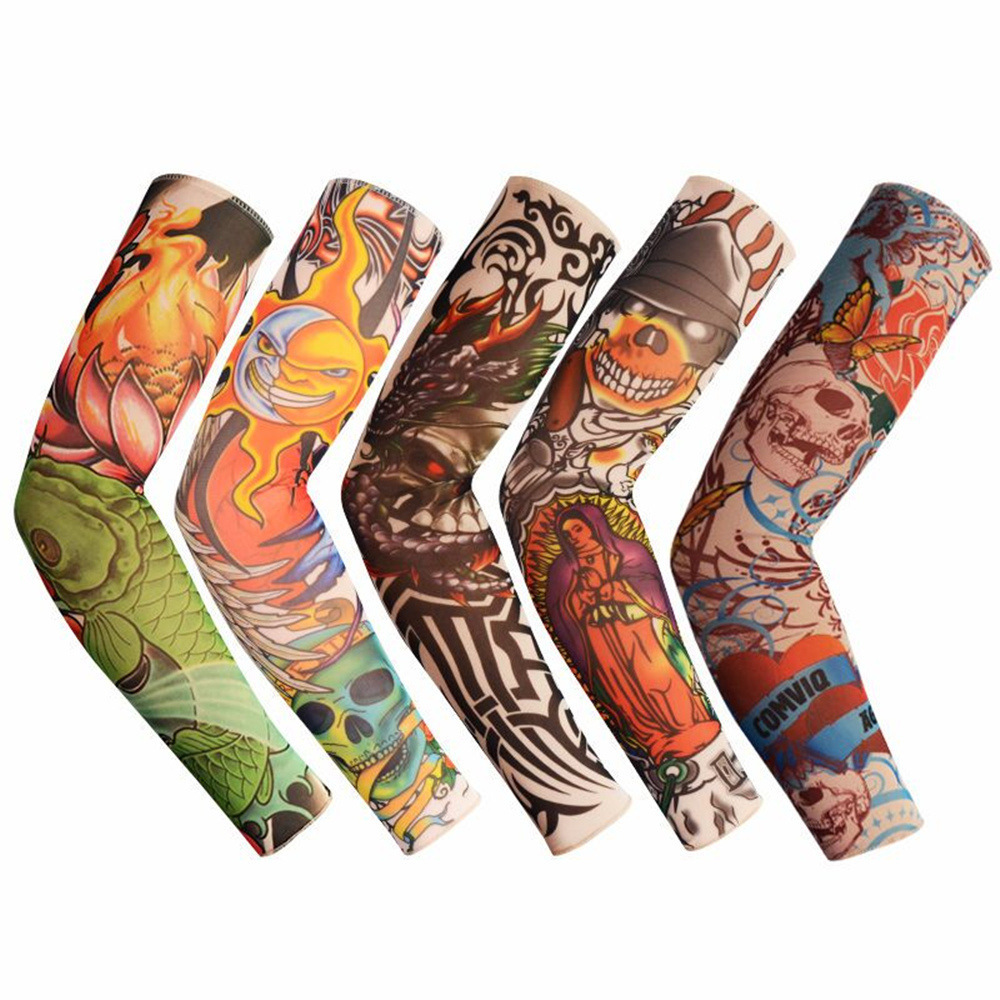 Q1414 Men Women Tattoo Cooling Arm Sleeves Cycling Basketball UV Sun Protection Cycling Arm Sleeves