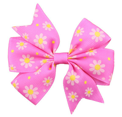 E397 Hair Accessories Lovely Bow Hear Clip Ribbed Band Sunflower Printed Headwear Barrettes Hair Pin For Girls Kid