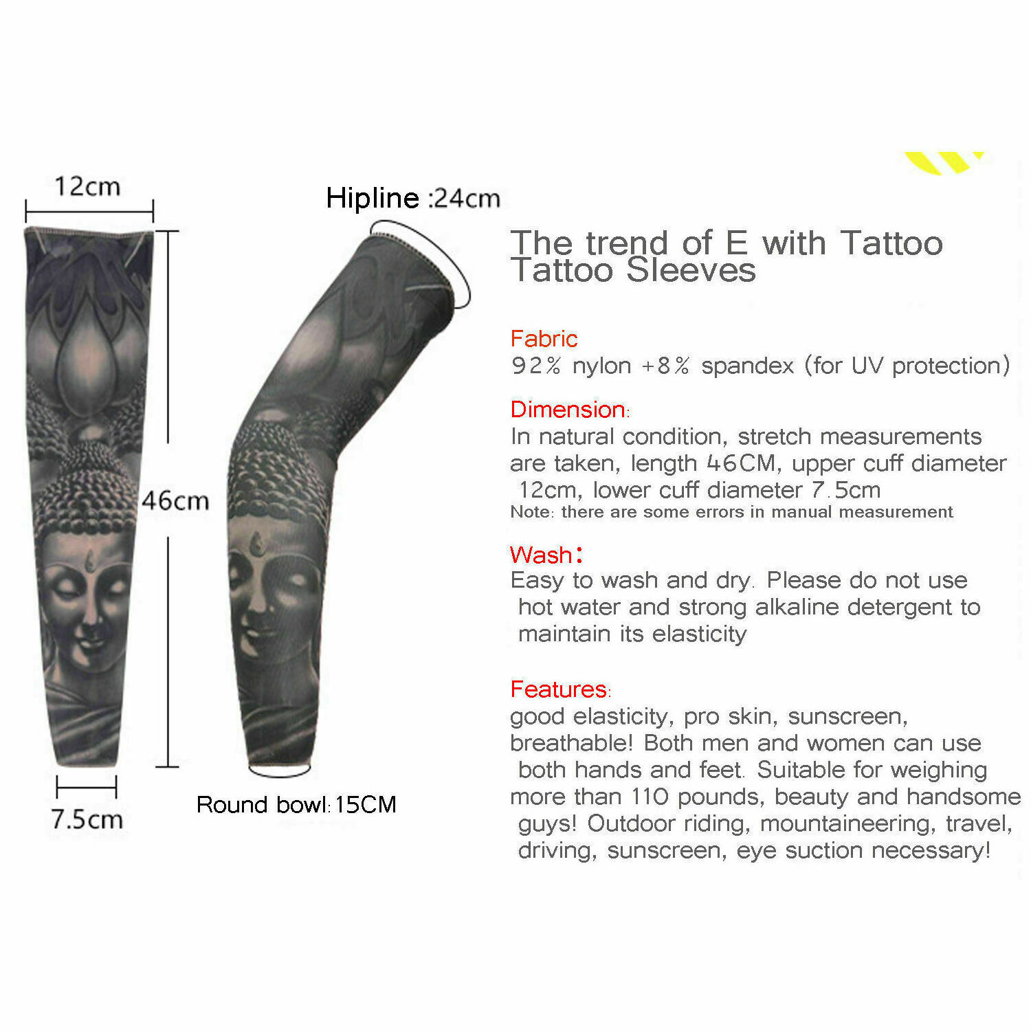 Q1414 Men Women Tattoo Cooling Arm Sleeves Cycling Basketball UV Sun Protection Cycling Arm Sleeves