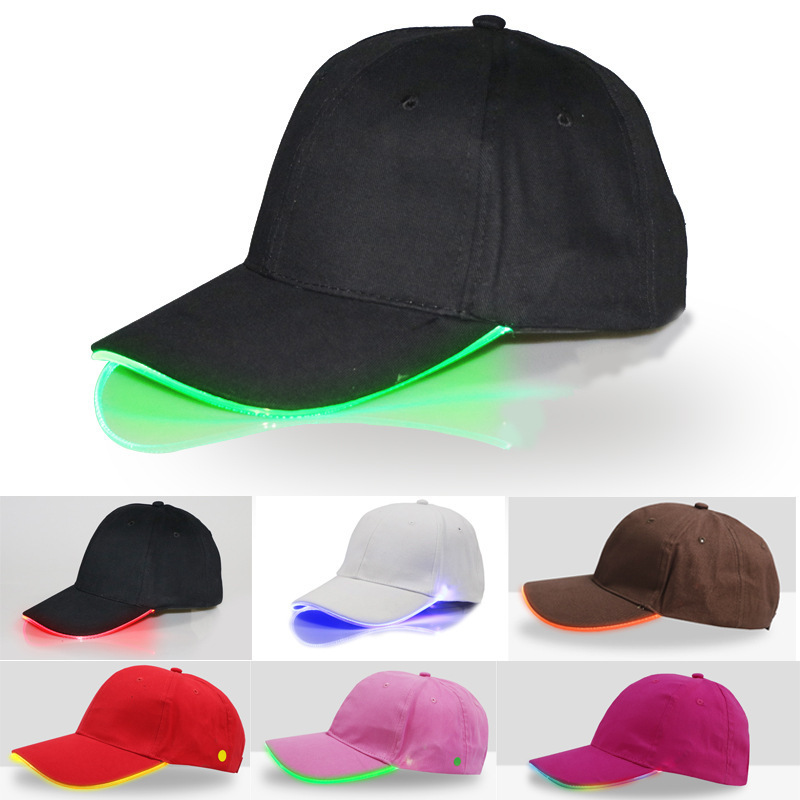 N824 Trucker Hat Customized Printing Custom Cotton Snapback Light  Hat Rave Lighted Glow Caps Flashing Luminous LED Baseball Cap