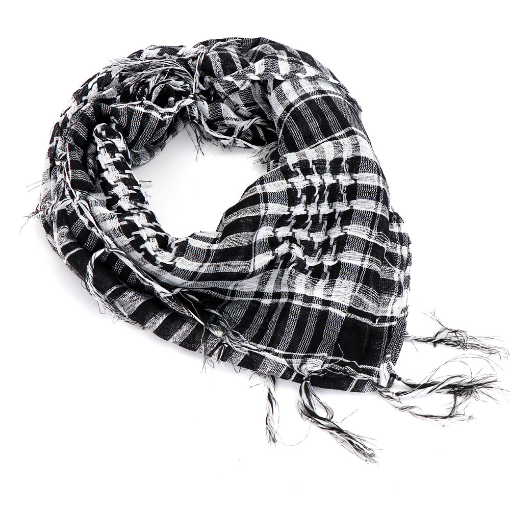 Q703 Cotton Scarf 95*95cm Shemagh Tactical Desert Keffiyeh Head Neck Scarf Arab Wrap with Tassel Scarves