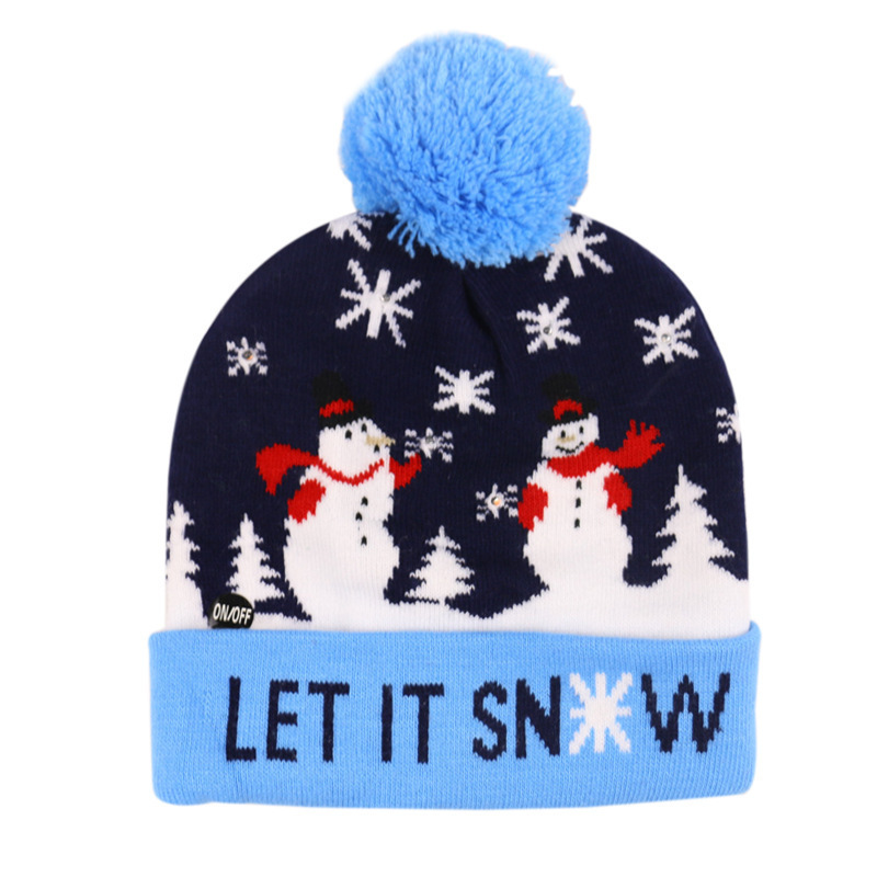 N772 NEW LED Light hat Christmas Halloween Acrylic hat  knitted Beanie with pom pom winter hat