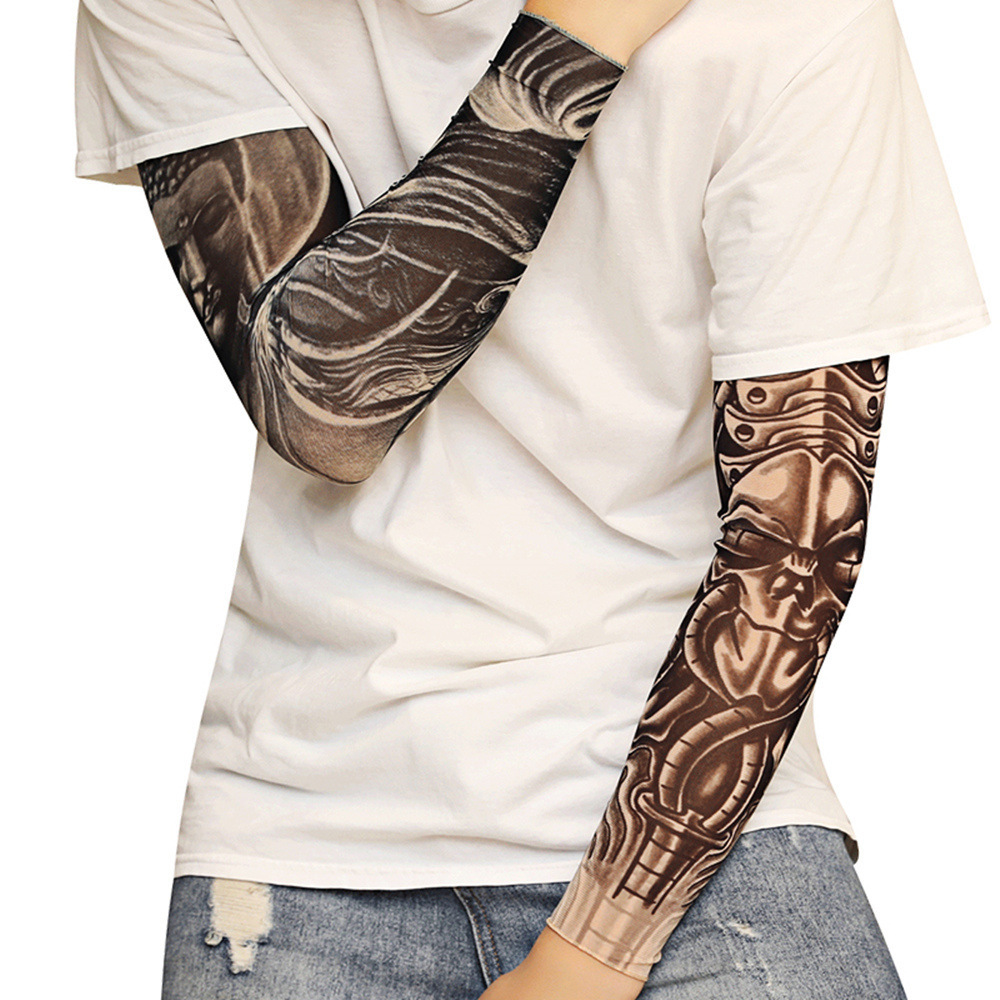 Q1414 Men Women Tattoo Cooling Arm Sleeves Cycling Basketball UV Sun Protection Cycling Arm Sleeves