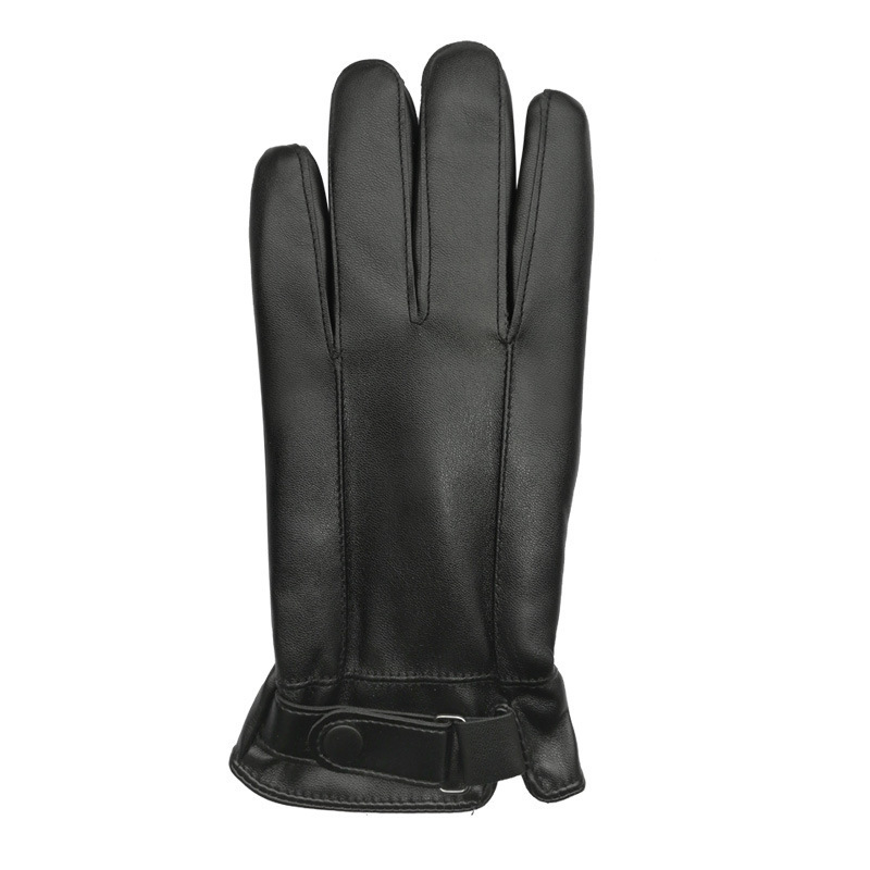 DS38 Winter Cycling Driving Leather Mittens Thickened Work Waterproof Leather Gloves Man Black Touch Screen Pu Gloves