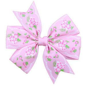 E397 Hair Accessories Lovely Bow Hear Clip Ribbed Band Sunflower Printed Headwear Barrettes Hair Pin For Girls Kid