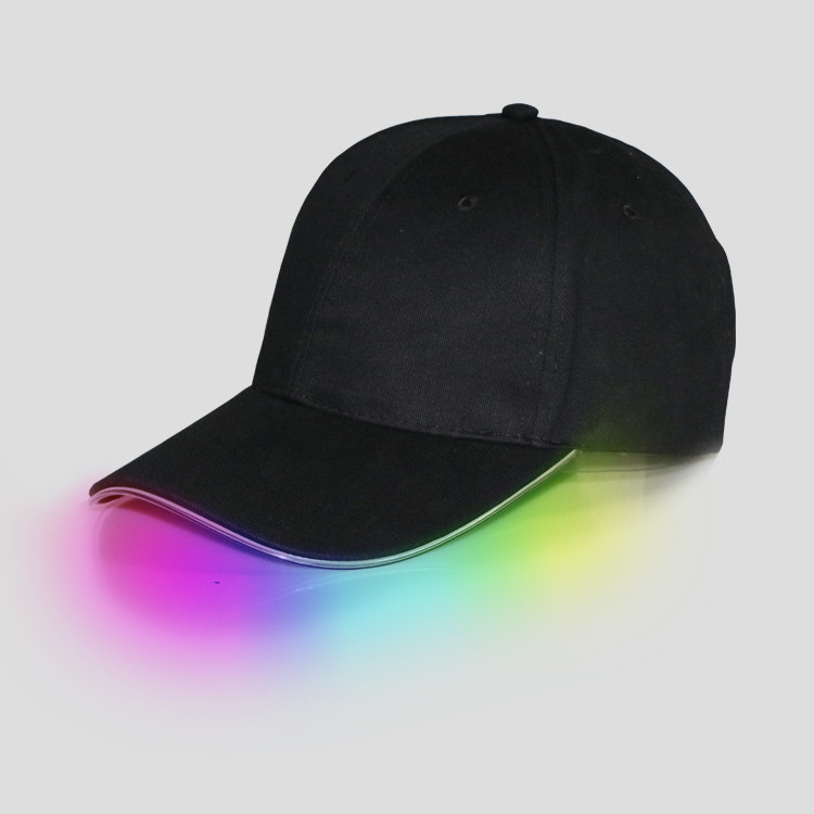 N824 Trucker Hat Customized Printing Custom Cotton Snapback Light  Hat Rave Lighted Glow Caps Flashing Luminous LED Baseball Cap