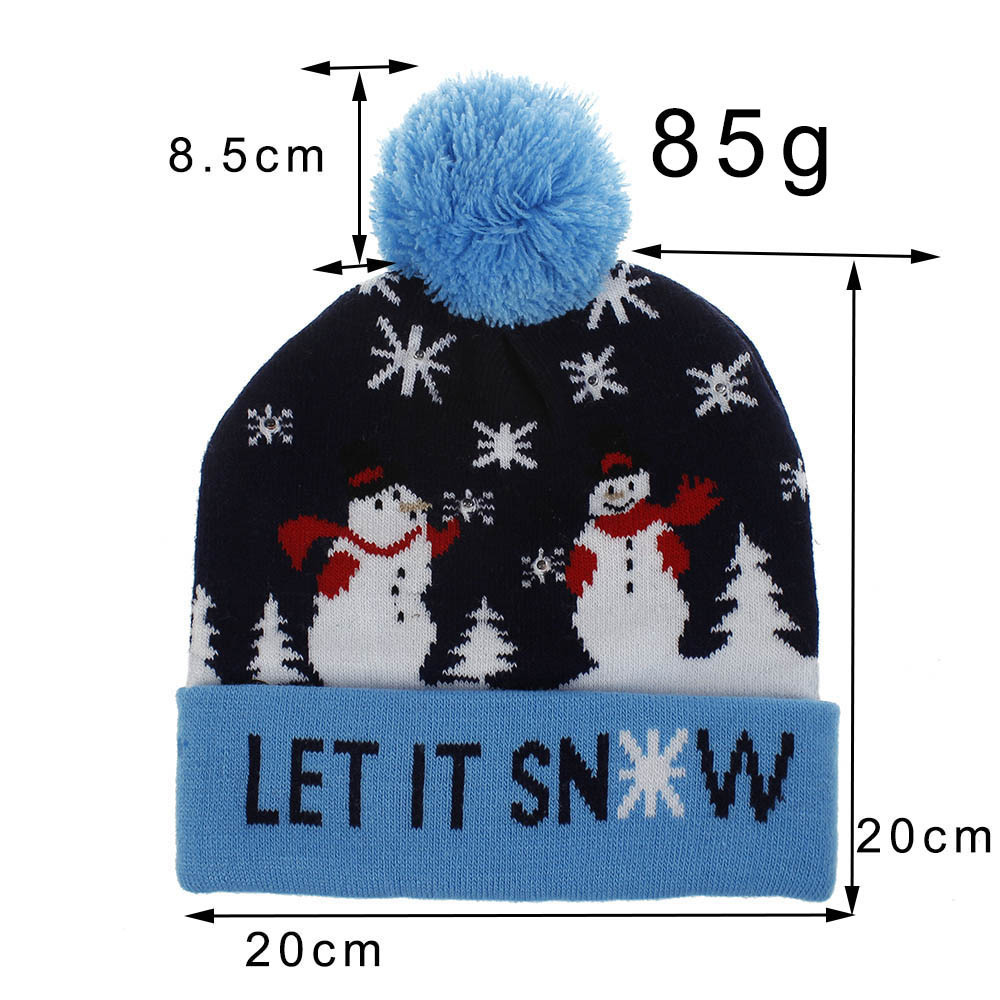 N772 NEW LED Light hat Christmas Halloween Acrylic hat  knitted Beanie with pom pom winter hat