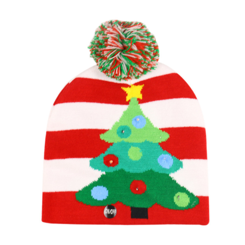 N772 NEW LED Light hat Christmas Halloween Acrylic hat  knitted Beanie with pom pom winter hat