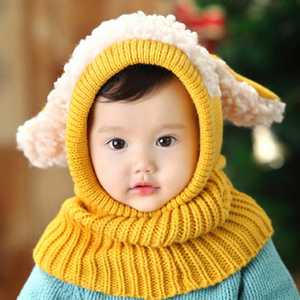 Winter Baby Hat Scarf With Crochet Knitted Dog Ears Caps Neck Warmer Beanie