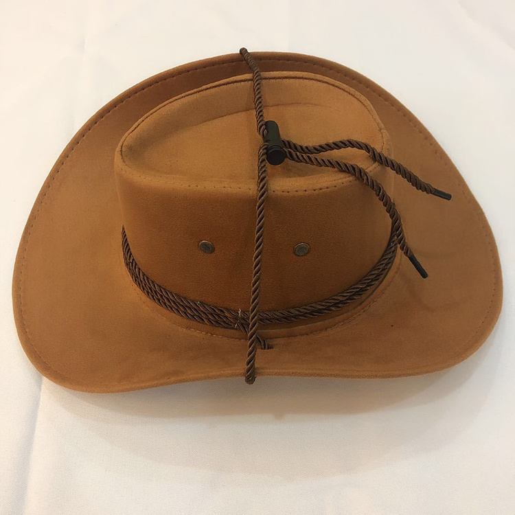 A1327 Western Cowboy Cap Sun Summer Riding Caps Faux Imitation Fur Leather hat Outdoor Camping Knight  Cowboy Hat