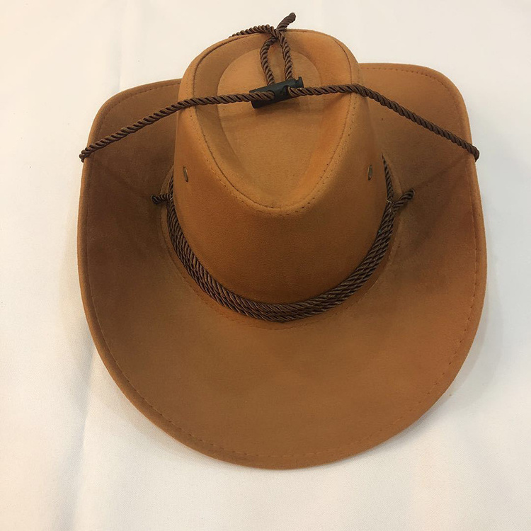 A1327 Western Cowboy Cap Sun Summer Riding Caps Faux Imitation Fur Leather hat Outdoor Camping Knight  Cowboy Hat