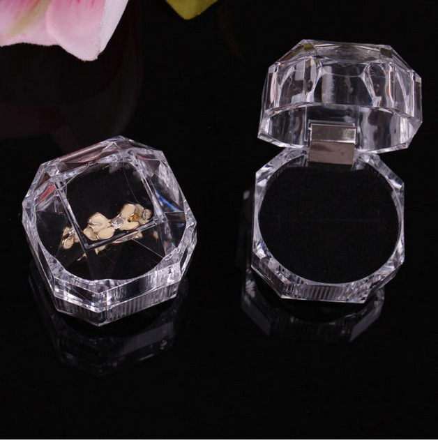 N974  Jewelry Package Boxes Ring Holder Earring Display Box Acrylic Transparent Wedding Packaging Storage Box Cases