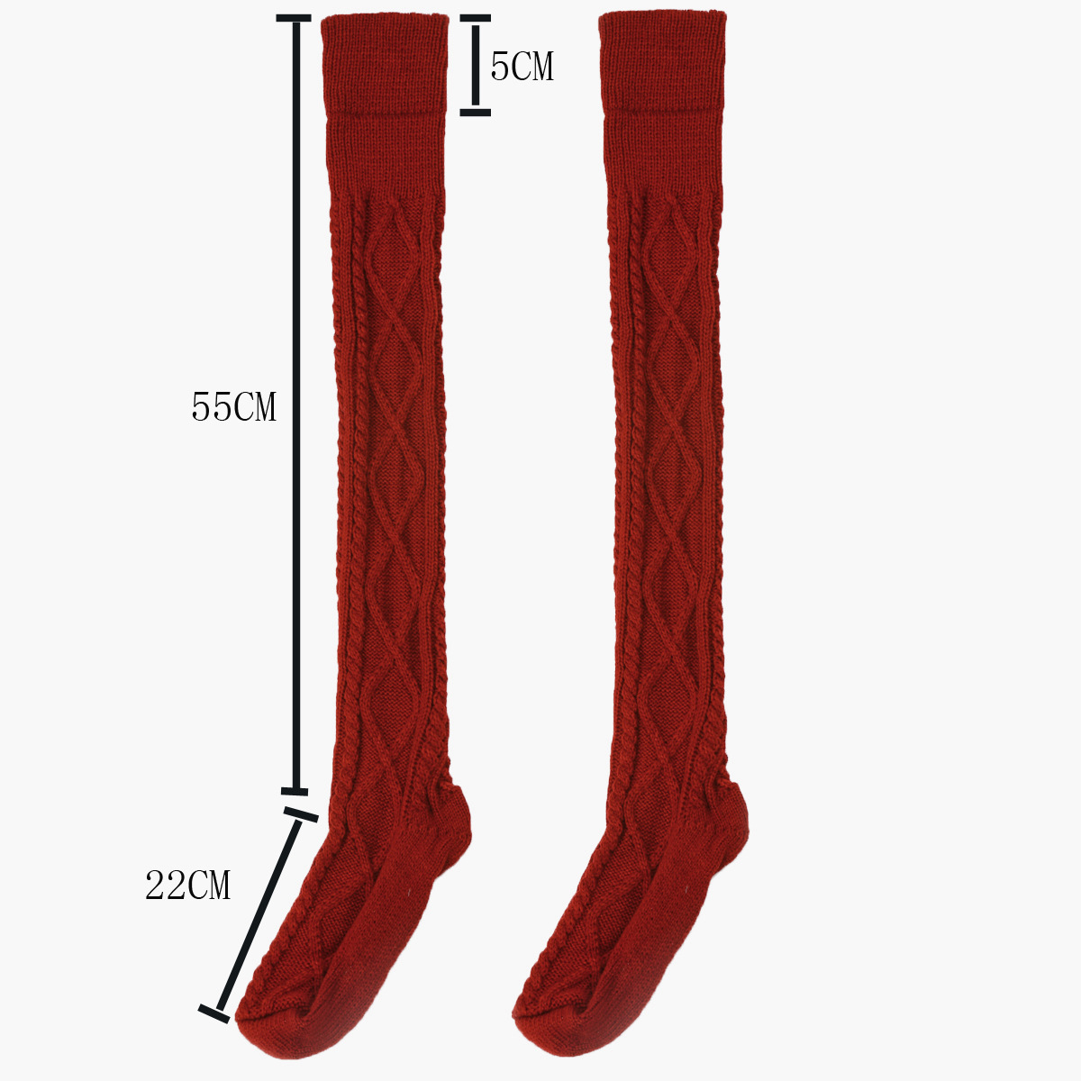 HH141 Plain Over Knee High Leg Stockings Female Long Slouch Socks Winter Knit Socks Thigh High Over The Knee Socks