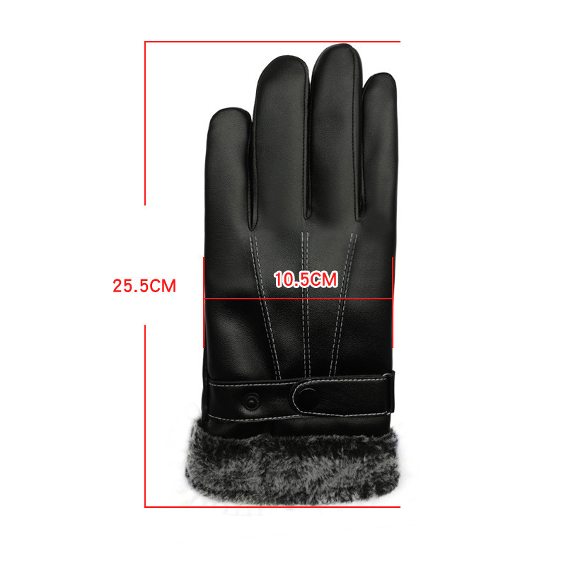 DS38 Winter Cycling Driving Leather Mittens Thickened Work Waterproof Leather Gloves Man Black Touch Screen Pu Gloves